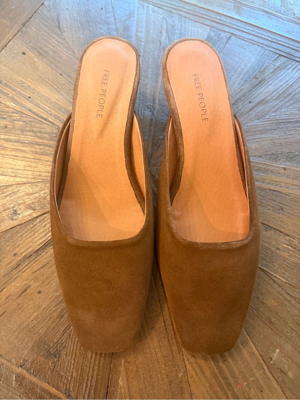 Free People Avenue Brown Suede Square-Toe Mule - Brand New in Box